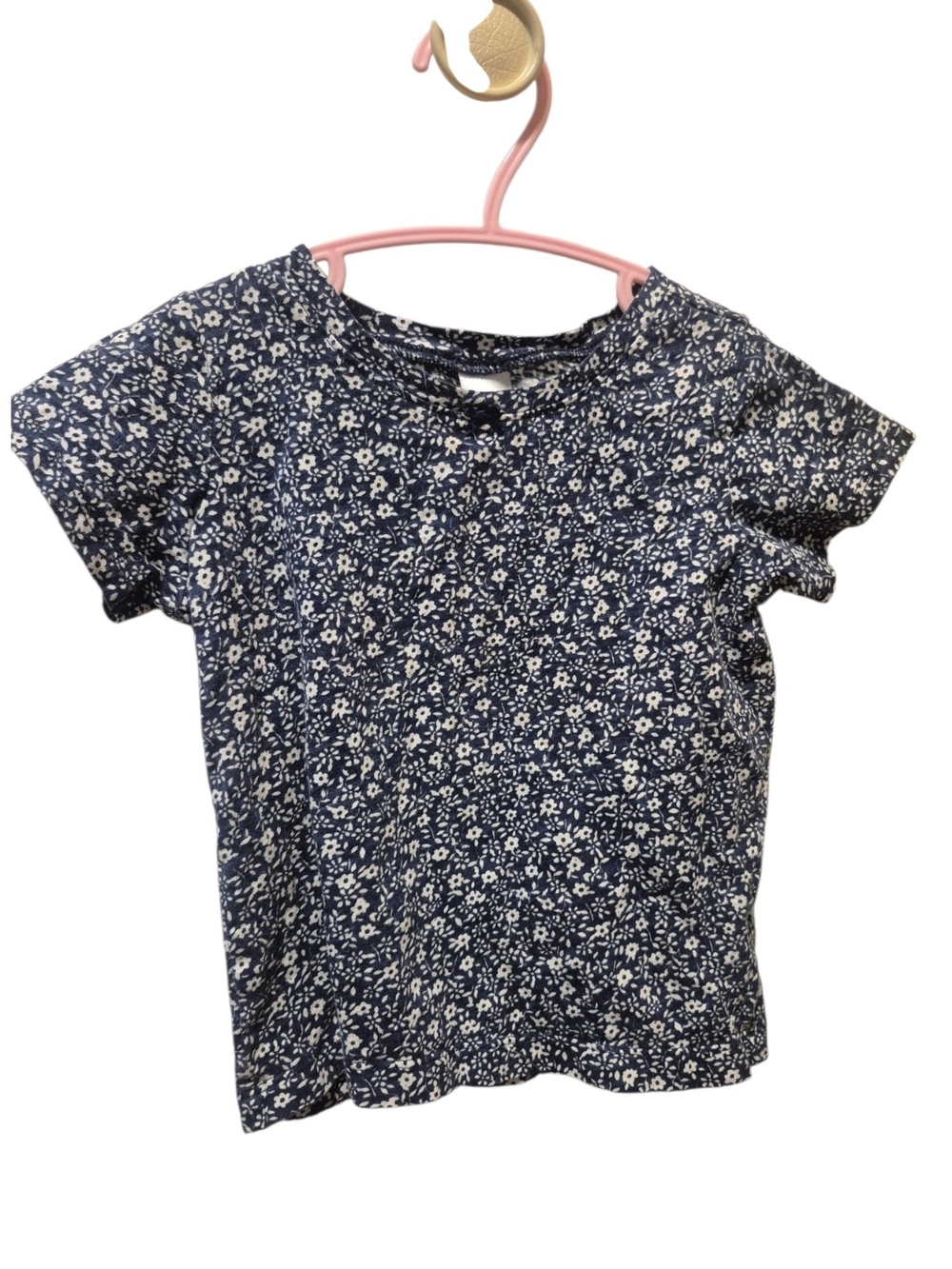 Old Navy Navy and White Floral Short Sleeve Tee